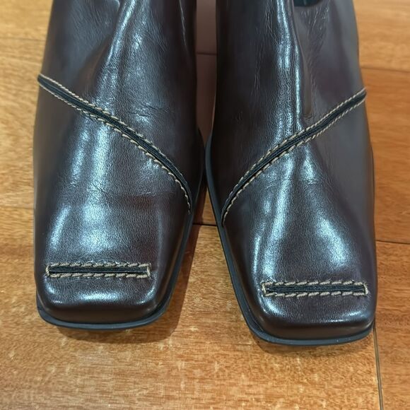 NWOT Paul Green Munchen Loafer Block Heels Square Toe Burgundy Leather Size 6.5 - Picture 6 of 9